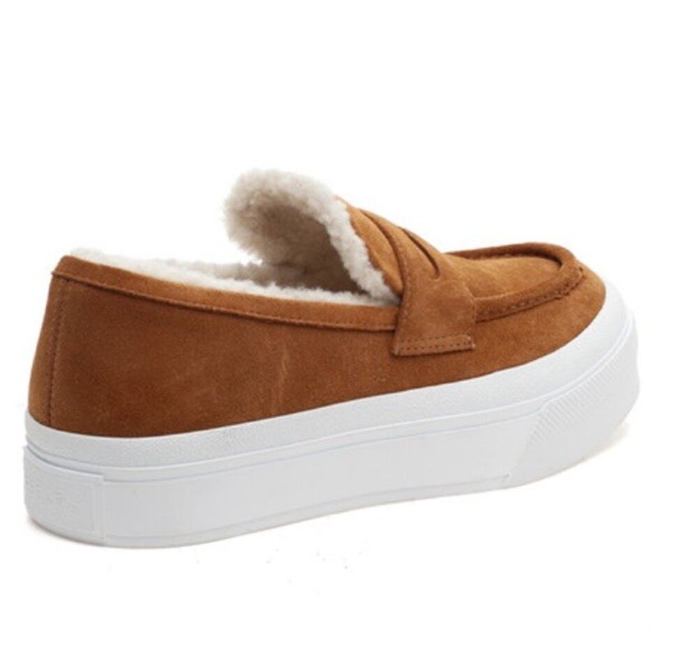 J/Slides Jslides Tan Suede Faux Fur Giles 7.5 New